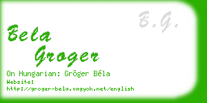 bela groger business card